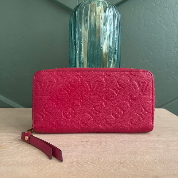 Louis Vuitton Handbags - EUC Louis Vuitton Zippy Monogram Empreinte Fuchsia Red Leather Wallet Gold HW